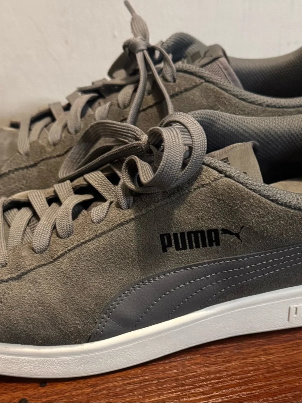 Puma Gray Suede Low-Top Sneakers